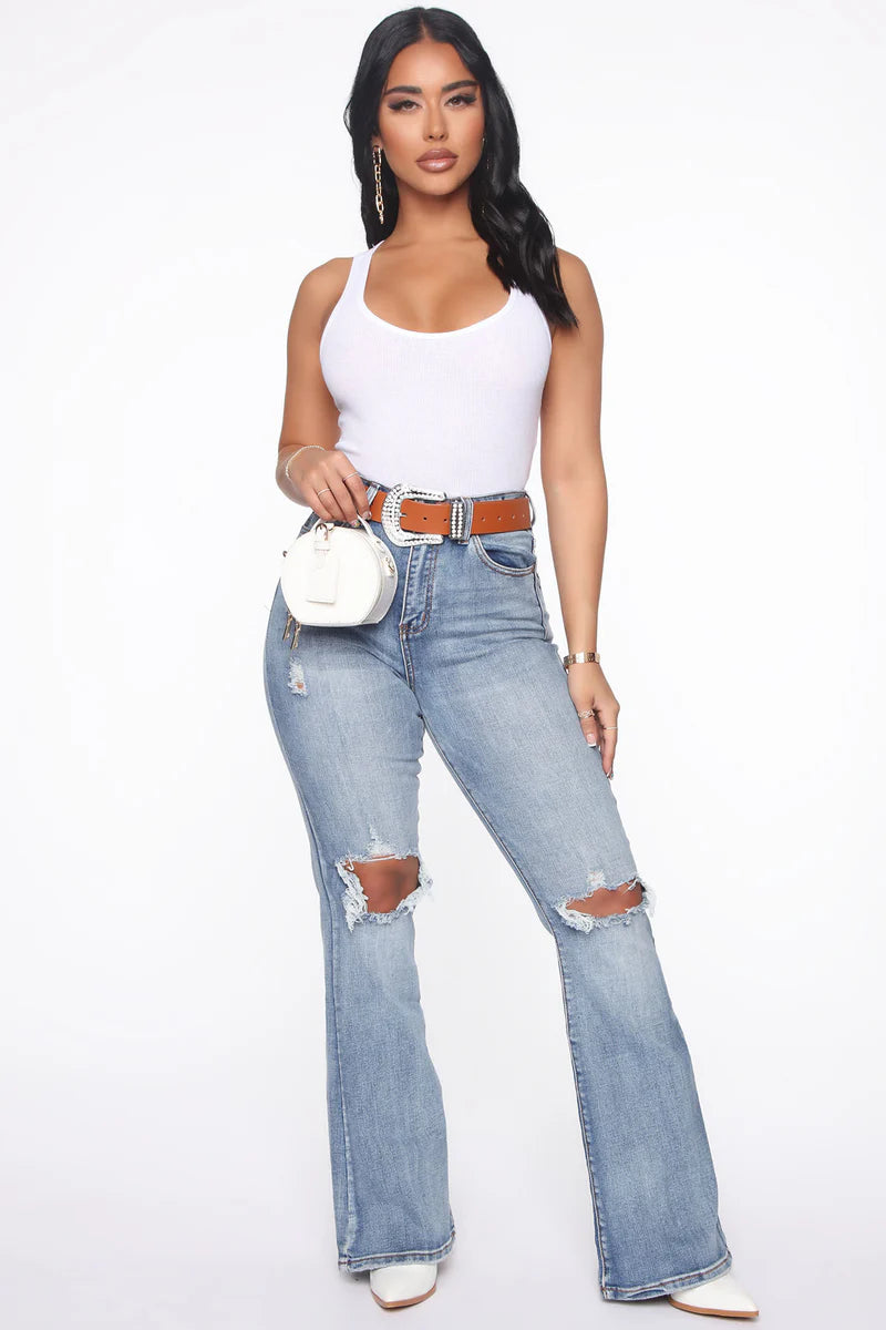 Jet Set Racer Back Tank Top - White