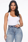 Jet Set Racer Back Tank Top - White