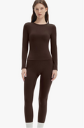 Brown Snatched 2 Piece Workout Set Long Sleeve and Legging